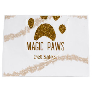 Sacola Para Presentes Grande salão de estimação das patas de brilho do ouro adi