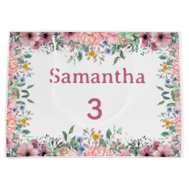 Sacola Para Presentes Grande Samantha Floral Gift Bag, Large 3rd Birthday
