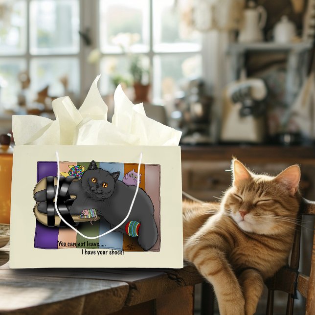 Sacola Para Presentes Grande Sandálias de Gato de Shorthair Britânicas Engraçad (Criador carregado)