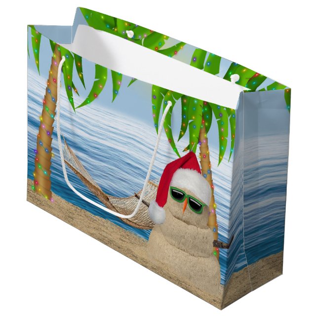 Sacola Para Presentes Grande Sandman Tropical De Natal Com Hammock (Frente inclinada)