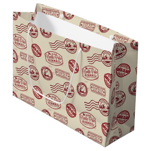 Sacola Para Presentes Grande Santa Claus Airmail Holiday (Frente inclinada)