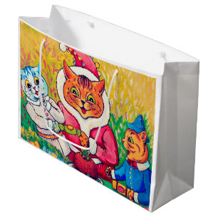 Sacola Para Presentes Grande Santa Claus Cat, Louis Wain