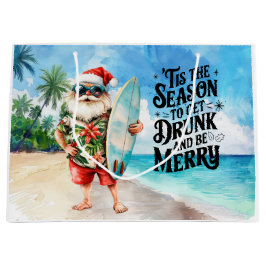 Sacola Para Presentes Grande Santa Claus Christmas in July at the beach surfer