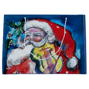 SACOLA PARA PRESENTES GRANDE SANTA CLAUS COM VIOLINA