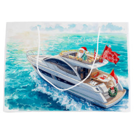 Sacola Para Presentes Grande Santa Sailing – Tropical Christmas by the Sea