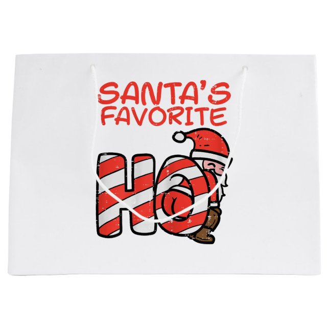 Sacola Para Presentes Grande Santas Favoritas Engraçadas Adultos de Natal (Frente)