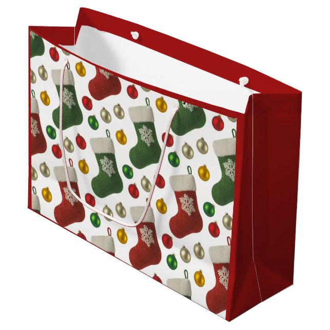 Sacola Para Presentes Grande Santas Stocking (Frente inclinada)