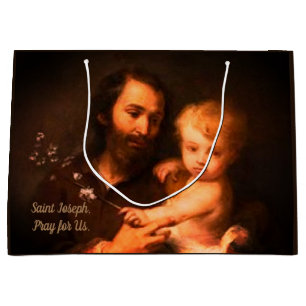 Sacola Para Presentes Grande Santo Joseph com Cristo