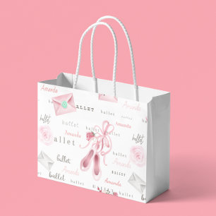 Sacola Para Presentes Grande Sapatilha de Ballet Rosa Personalizada