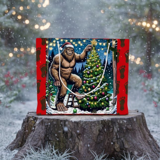 Sacola Para Presentes Grande Sasquatch Themed Christmas (Criador carregado)