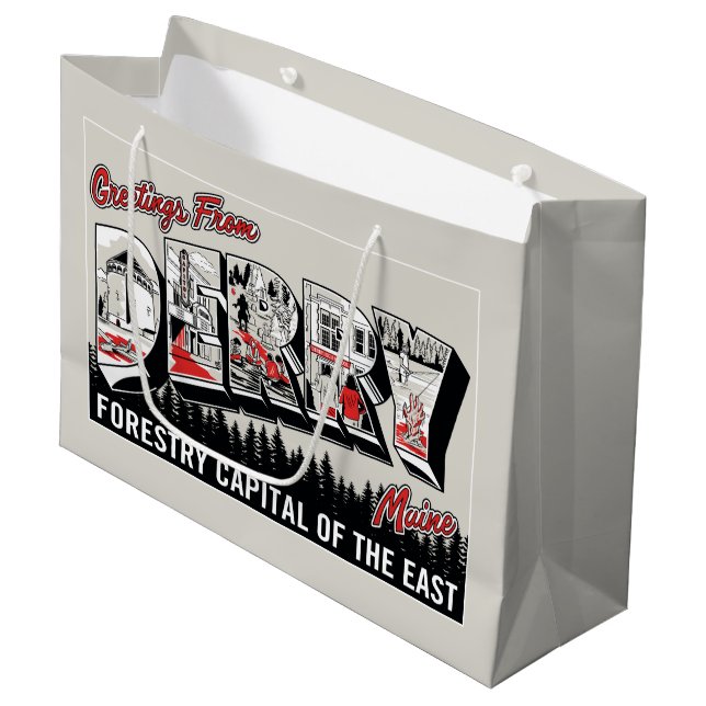 Sacola Para Presentes Grande Saudação De Derry Maine (Frente inclinada)