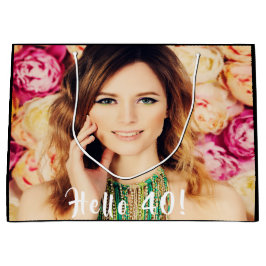 Sacola Para Presentes Grande saudação personalizada de fotos do aniversário de