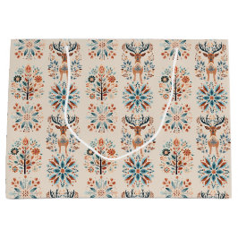 Sacola Para Presentes Grande Scandinavian Deer Holiday