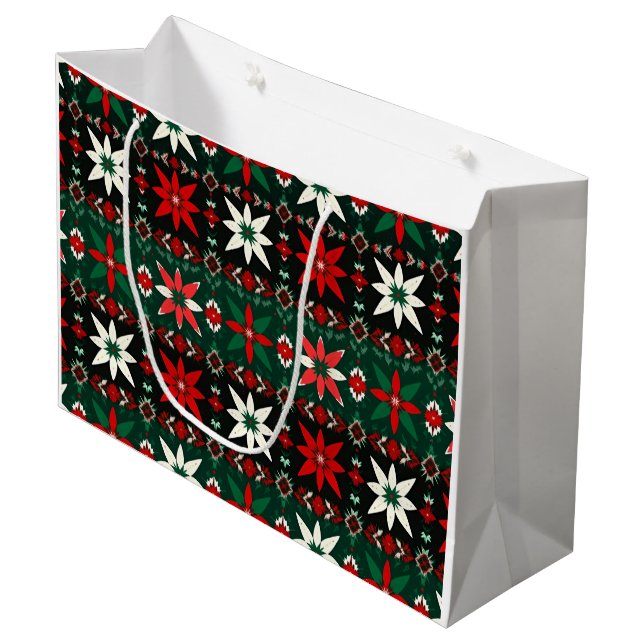 Sacola Para Presentes Grande Scandinavian Fair Isle Christmas (Frente inclinada)