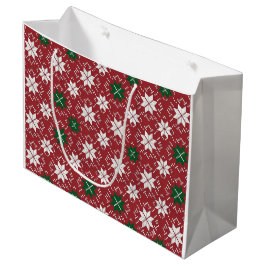 Sacola Para Presentes Grande Scandinavian Fair Isle Christmas