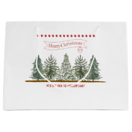 Sacola Para Presentes Grande Scandinavian Winter Pine Tree Merry Christmas