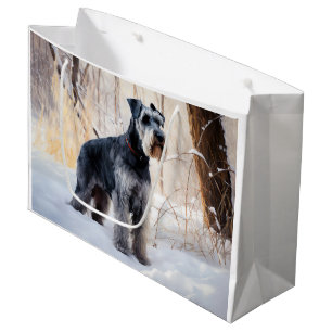 Sacola Para Presentes Grande Schnauzer Deixe Nevar Natal
