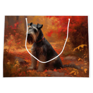 Sacola Para Presentes Grande Schnauzer: Folhas de outono caem inspiração