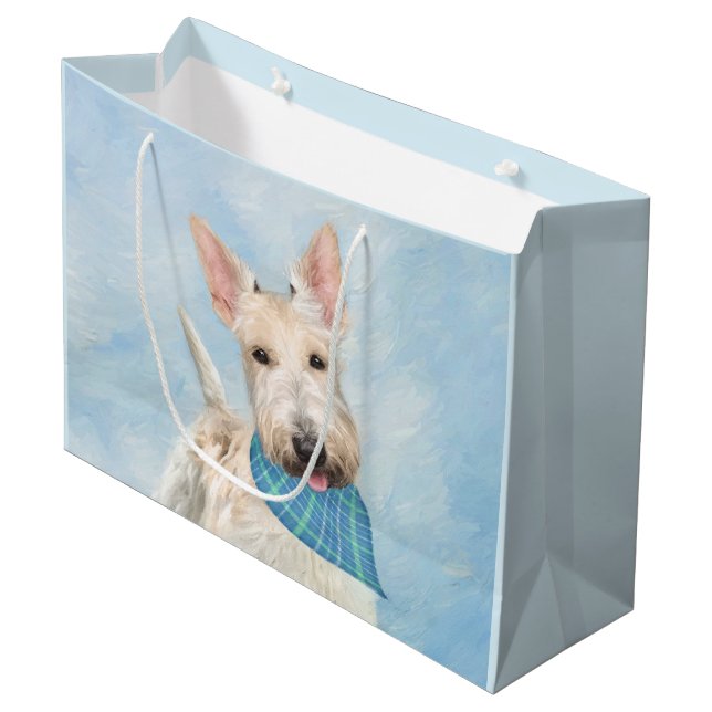 Sacola Para Presentes Grande Scottish Terrier Wheaten Dog Painting (Frente inclinada)