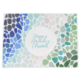 Sacola Para Presentes Grande Sea Glass Happy Birthday Gift Bag