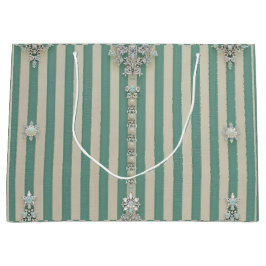 Sacola Para Presentes Grande Seafoam Striped Crystal Trees