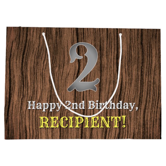 Sacola Para Presentes Grande segundo aniversário: Country Western Inspirou Look (Verso)