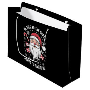 Sacola Para Presentes Grande Seja Bom Para A Enfermeira O Papai Noel Está Obser