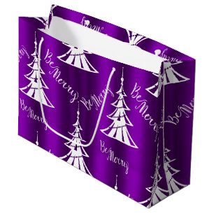 Sacola Para Presentes Grande Seja Natal roxo alegre