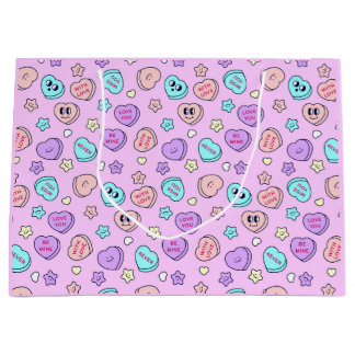 Sacola Para Presentes Grande Seja o meu Pastel Heart and Star Lavanda Gift Bag