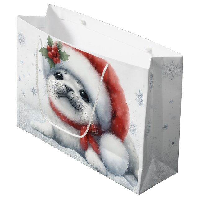 Sacola Para Presentes Grande Selo de Natal Fofo (Frente inclinada)