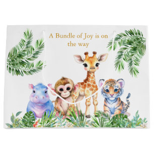 Sacola Para Presentes Grande Selva Tropical Animais
