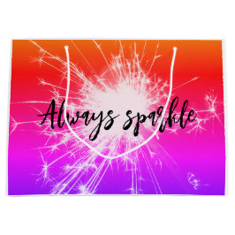 Sacola Para Presentes Grande sempre cintilante, cor-de-rosa, cor-de-rosa