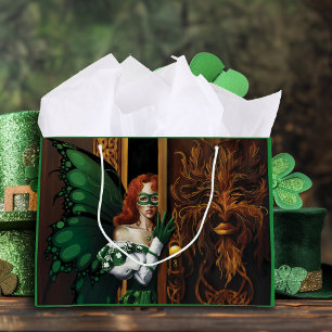 Sacola Para Presentes Grande Senha Secreta da Fada Céltica Verde Mística Irland
