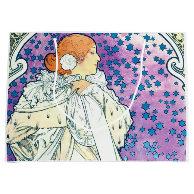 Sacola Para Presentes Grande Senhora das Camelias, Alphonse Mucha (Frente)