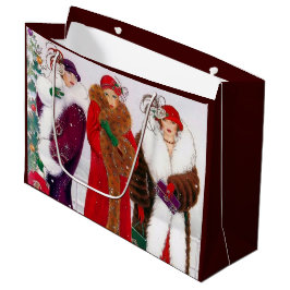 Sacola Para Presentes Grande Senhoras retros do natal vintage do art deco