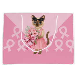 Sacola Para Presentes Grande Sensibilização do Cancer para os amantes do gato -