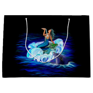 Sacola Para Presentes Grande Sereia com golfinho