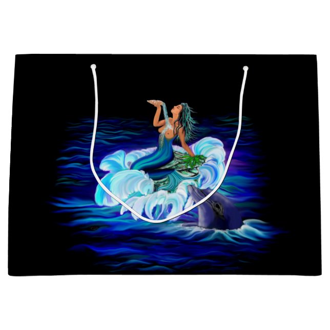 Sacola Para Presentes Grande Sereia com golfinho (Frente)