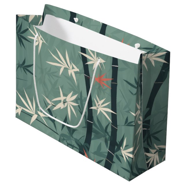 Sacola Para Presentes Grande Serena Flor de Bambu Asiática  (7) (Frente inclinada)