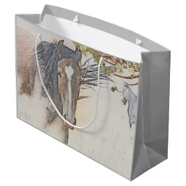 Sacola Para Presentes Grande Serenidade, cavalos selvagens, Grande saco de pres