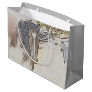 Sacola Para Presentes Grande Serenidade, cavalos selvagens, Grande saco de pres