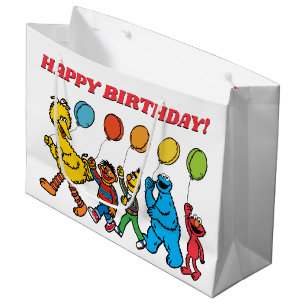 Sacola Para Presentes Grande Sésamo Street Pals Balões de Aniversário