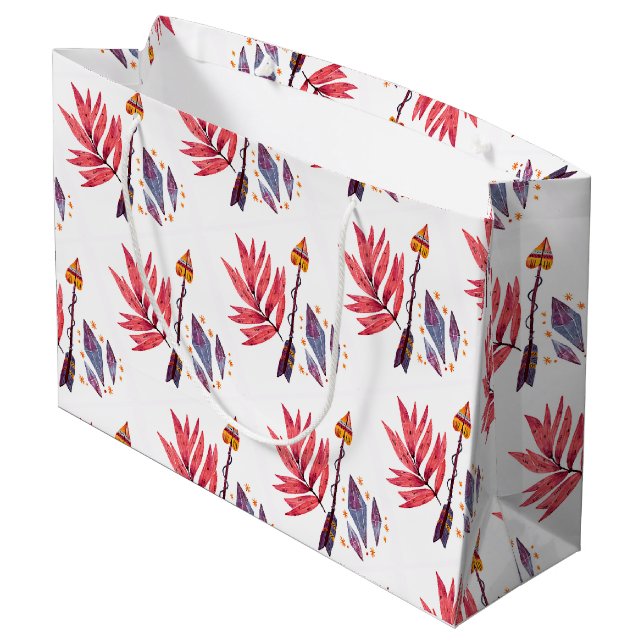 Sacola Para Presentes Grande Seta de aquarela e diamantes (Verso inclinado)