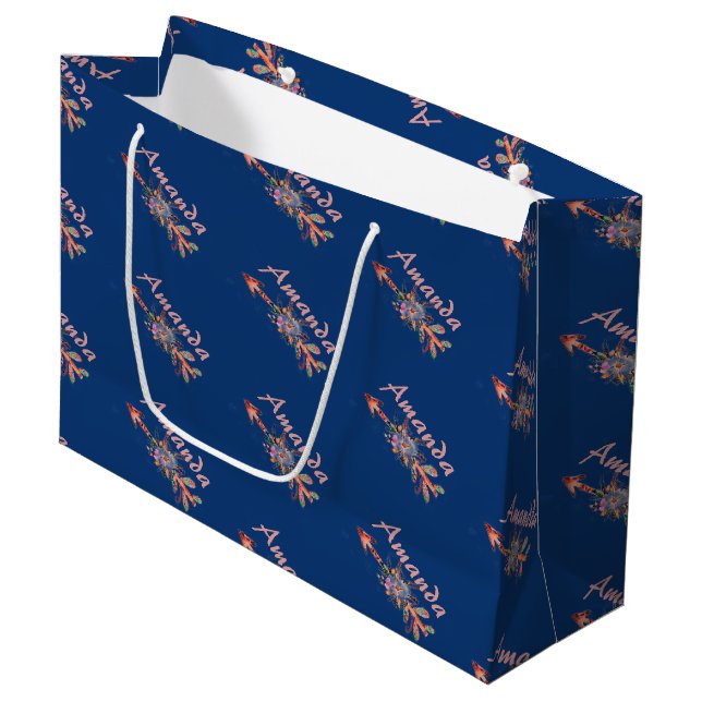 Sacola Para Presentes Grande Setas florais personalizadas (Frente inclinada)