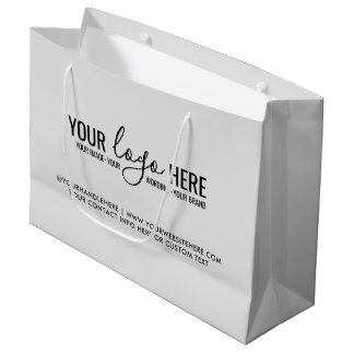 Sacola Para Presentes Grande Seu Logotipo Empresa de Eventos Branding Cinza