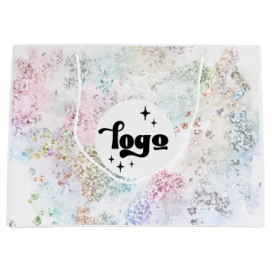 Sacola Para Presentes Grande seu logotipo no faux chunky glitter design