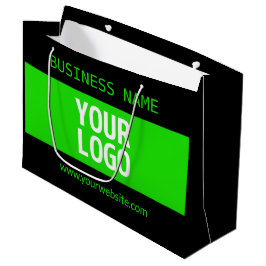 Sacola Para Presentes Grande Seu logotipo ou imagem | Preto e verde brilhante