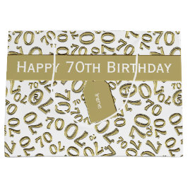 Sacola Para Presentes Grande Seu texto: 70 Aniversário Dourado Número 70 Padrão