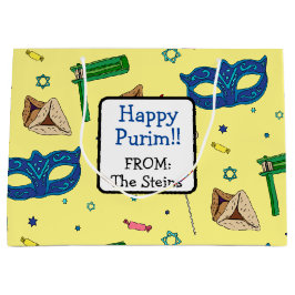 Sacola Para Presentes Grande Shaloch Manot - Amarelo personalizado