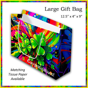 Sacola Para Presentes Grande [Shamrock Splash] Arco-Íris Cores Pintar Splatter